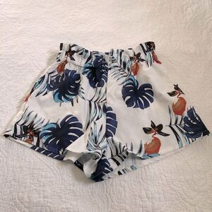 High waisted tropical print shorts, beach